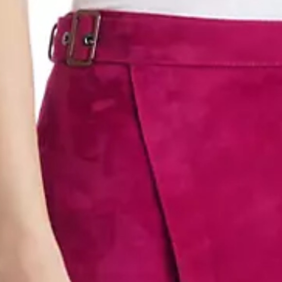 THEORY SUEDE WRAP MINI SKIRT size 10 color Electric pink brand new - Picture 4 of 4